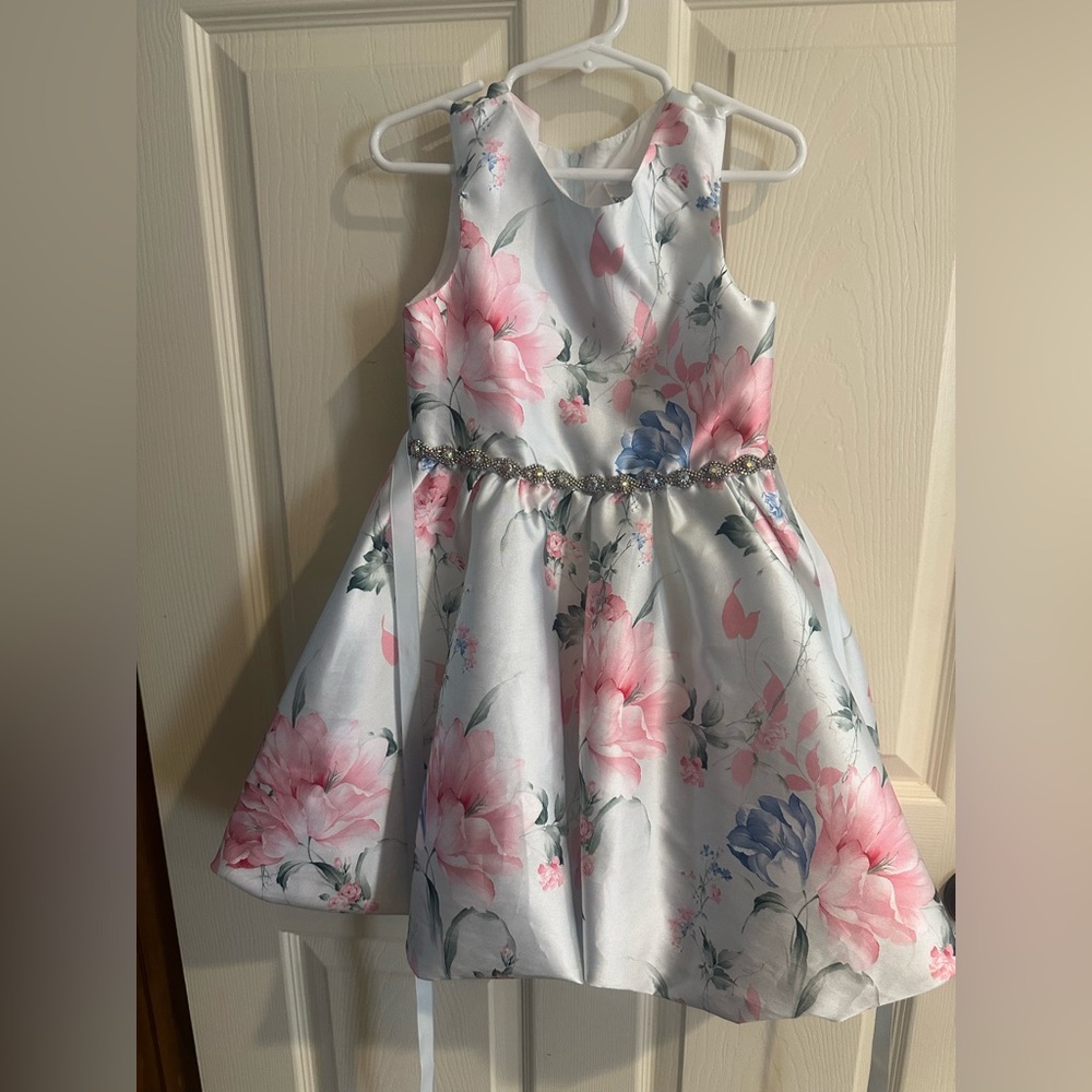 5T Sleeveless Floral Pastel Easter Dress